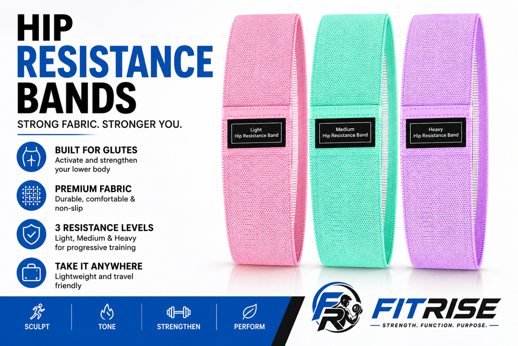 FitRise Fabric Resistance Band Set - Light, Medium and Heavy