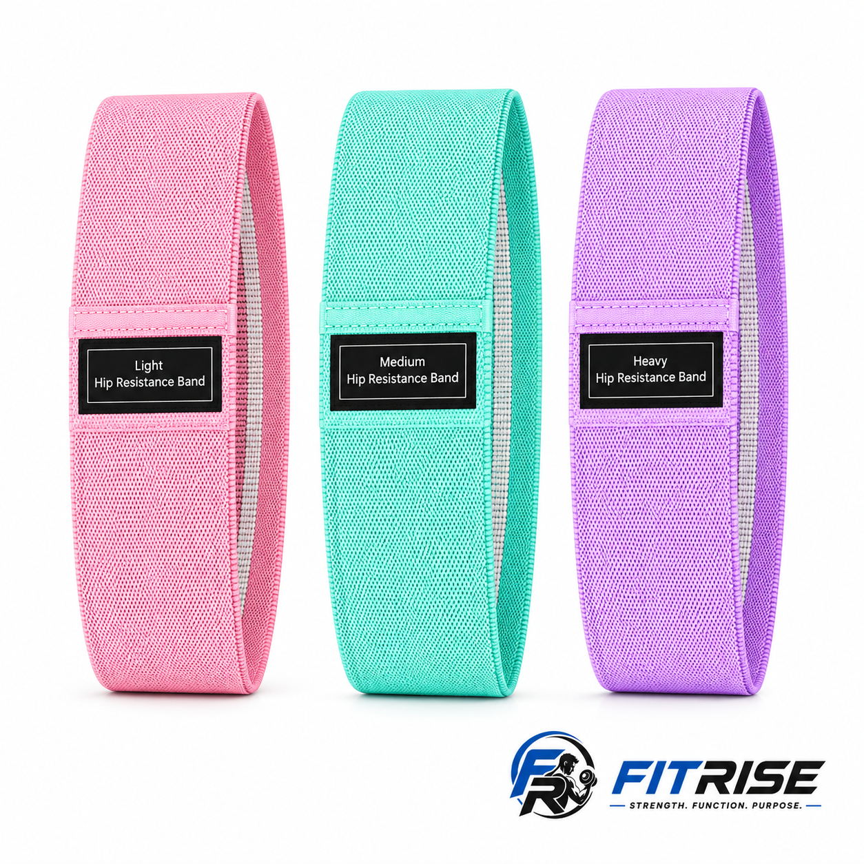 FitRise Fabric Resistance Band Set - Light, Medium and Heavy