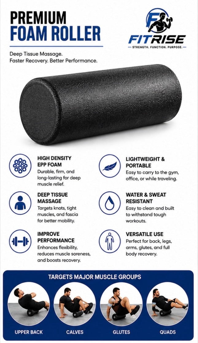 FitRise High-Density EPP Foam Roller for Deep Tissue Massage and Muscle Recovery