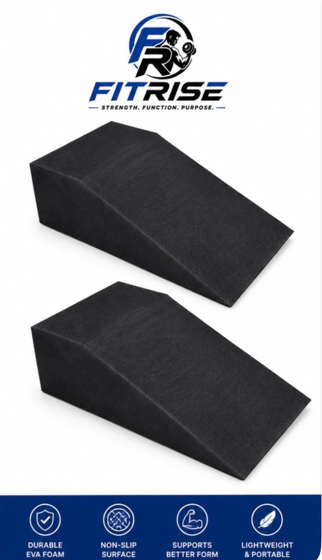 FitRise Squat Wedge Blocks - Pair for Deeper Squats and Calf Stretching