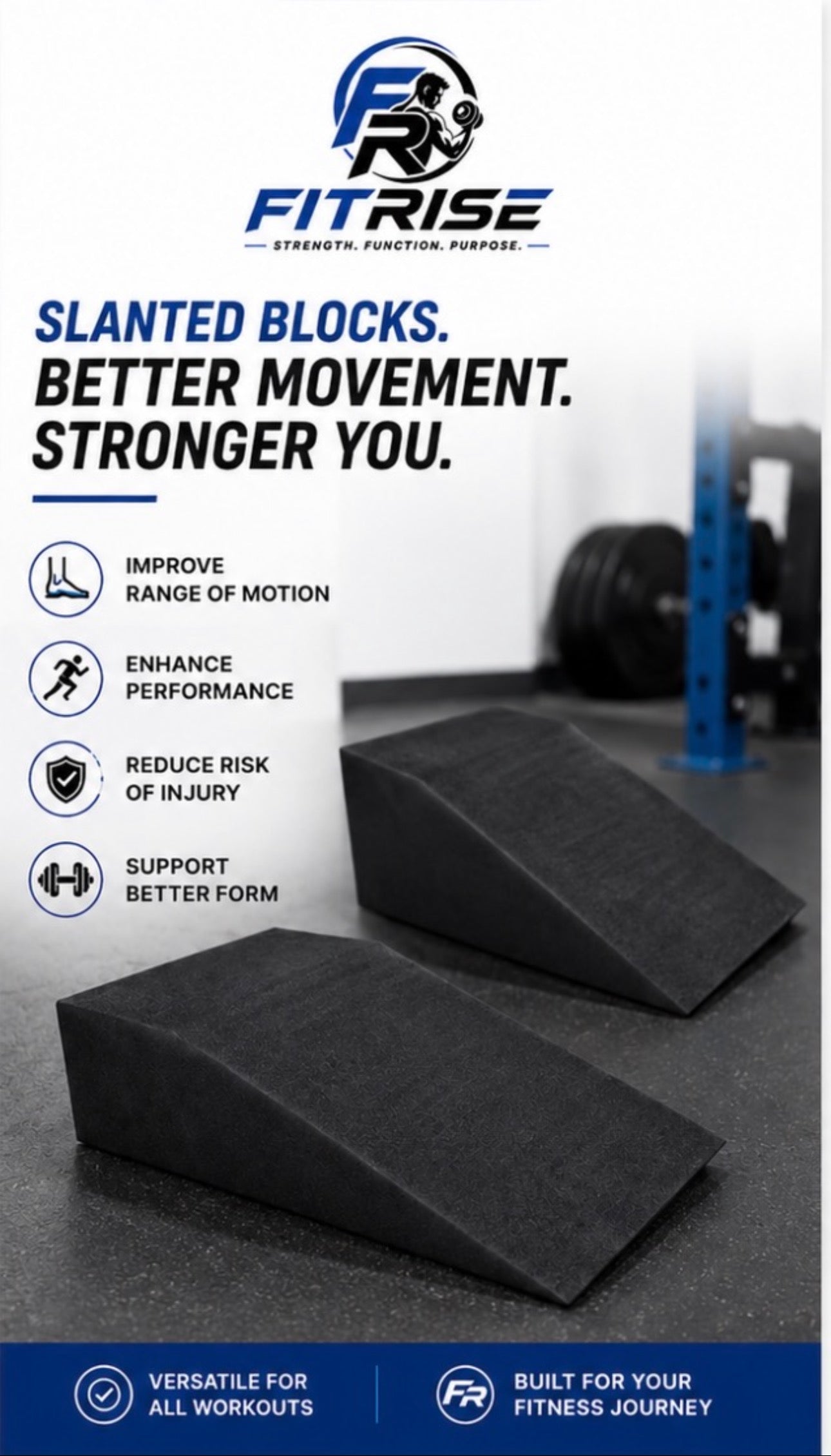 FitRise Squat Wedge Blocks - Pair for Deeper Squats and Calf Stretching